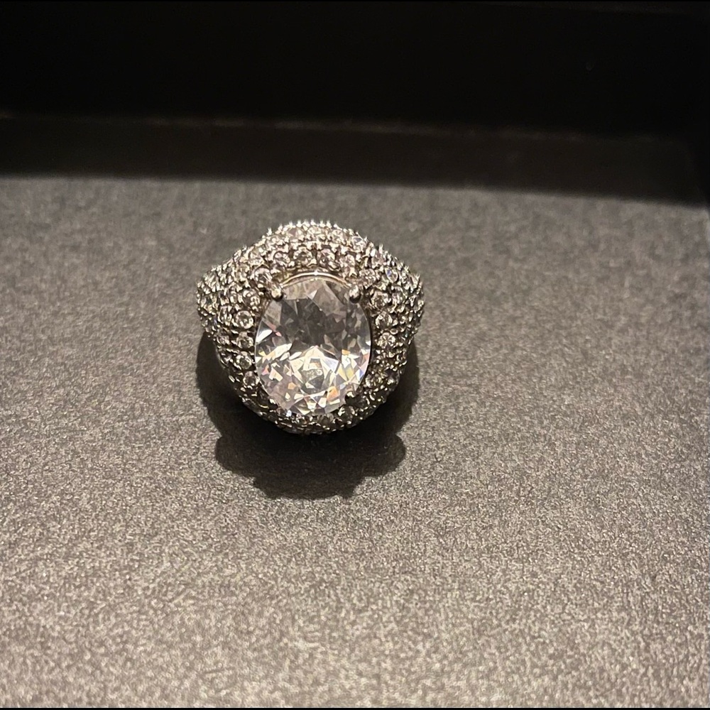 🤩GORGEOUS CUBIC AND STERLING COCKTAIL RING SIZE 10💕 NEW😊 - Picture 6 of 9